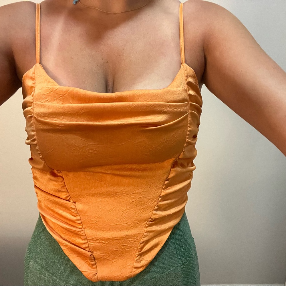 Urban Outfitters Out From Under Orange Lace-Up corset Top